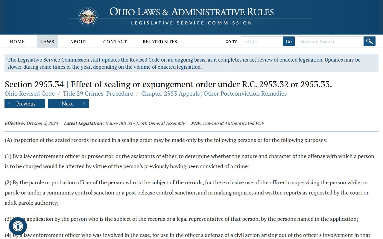 Putnam County civil docket sealed-record access statute page