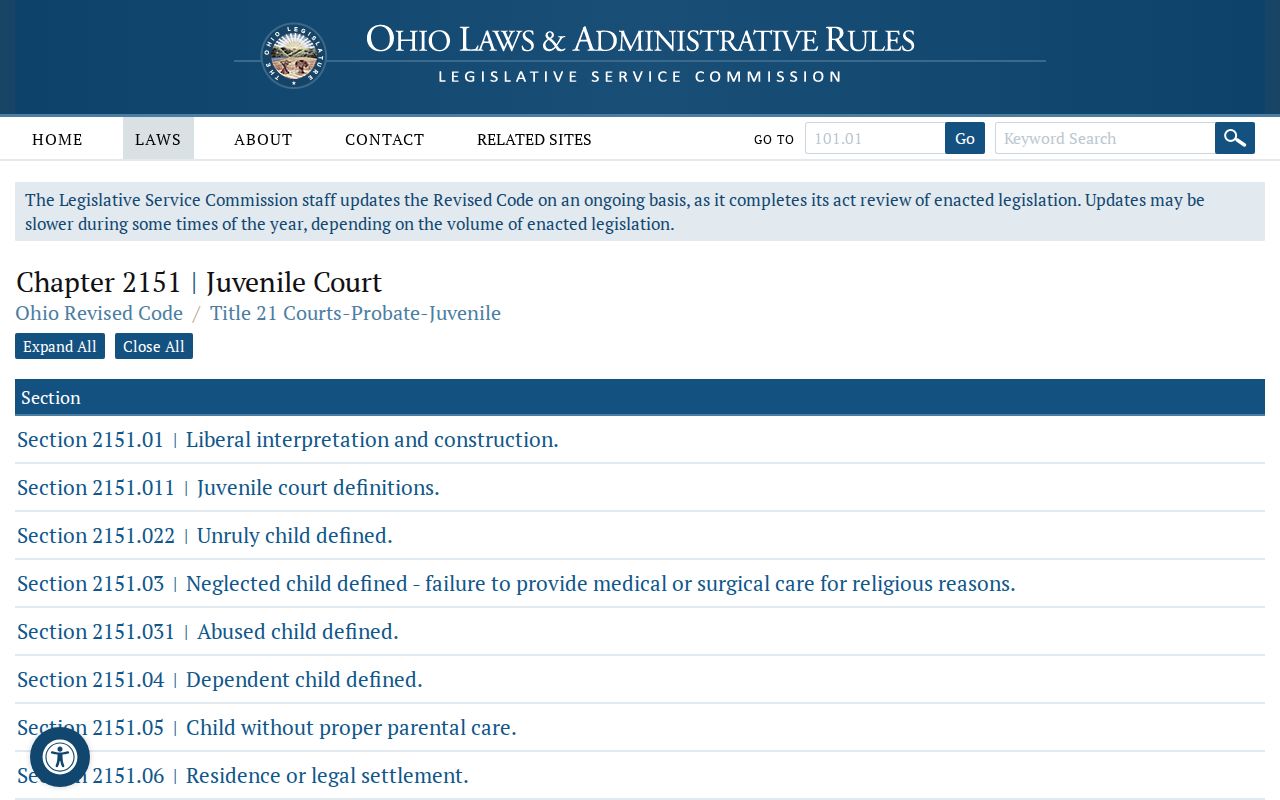 Putnam County court records Ohio juvenile code source