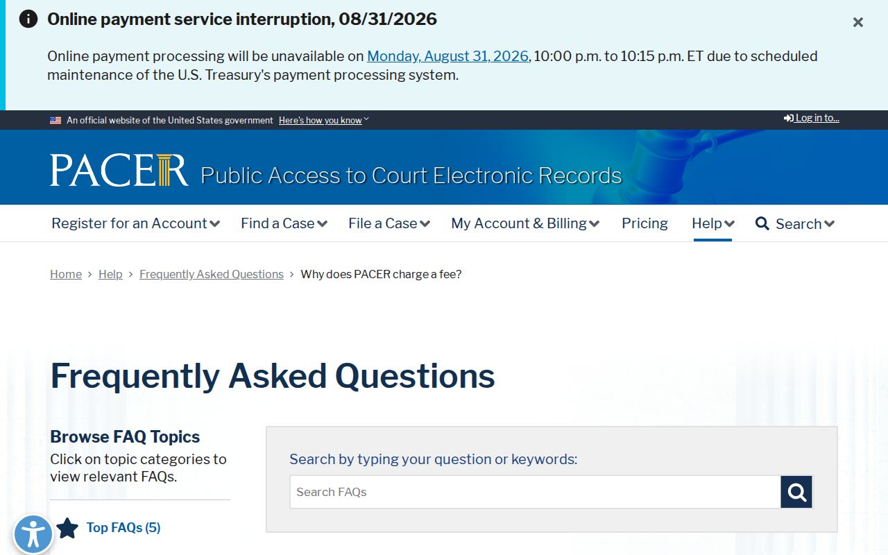 Putnam County court records PACER fee source