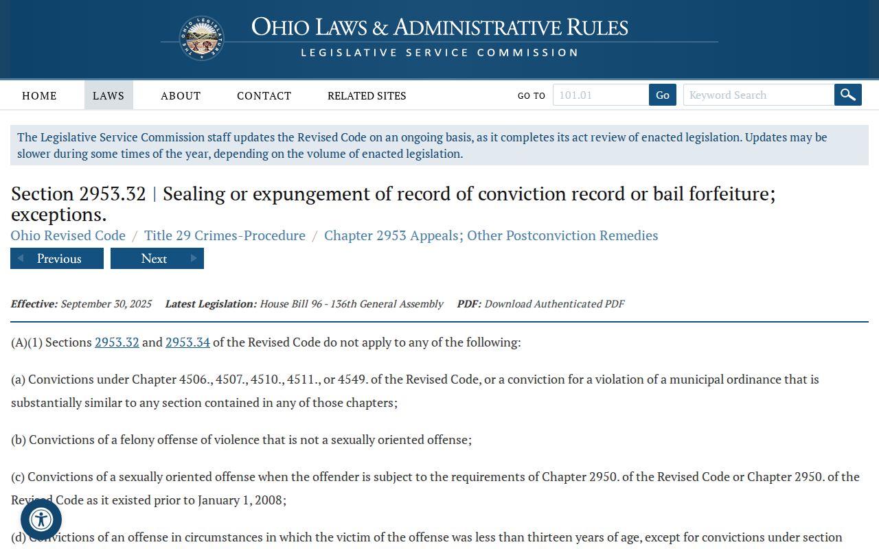 Putnam County criminal docket sealing and expungement statute page