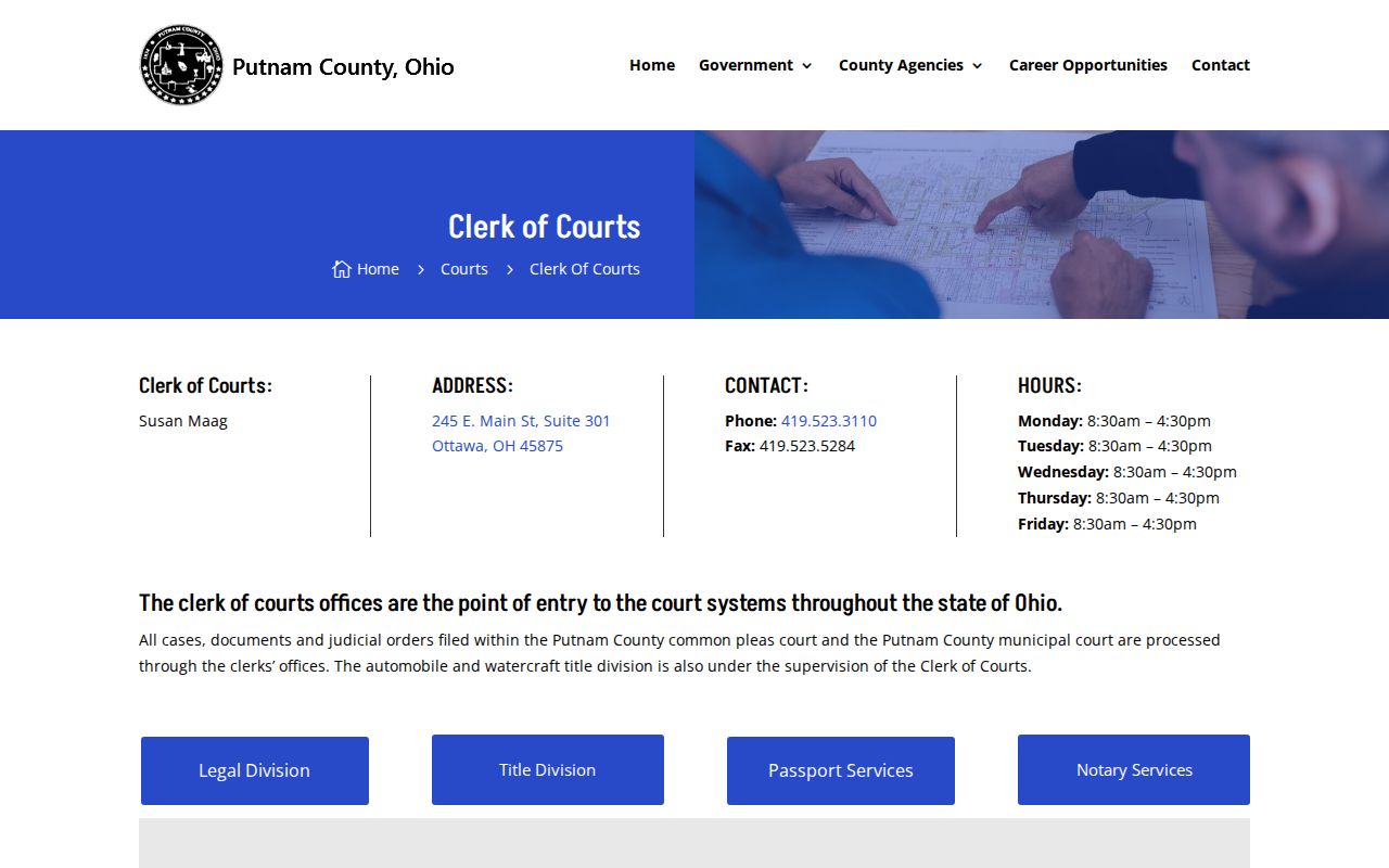 Putnam County court docket records information from the Clerk of Courts