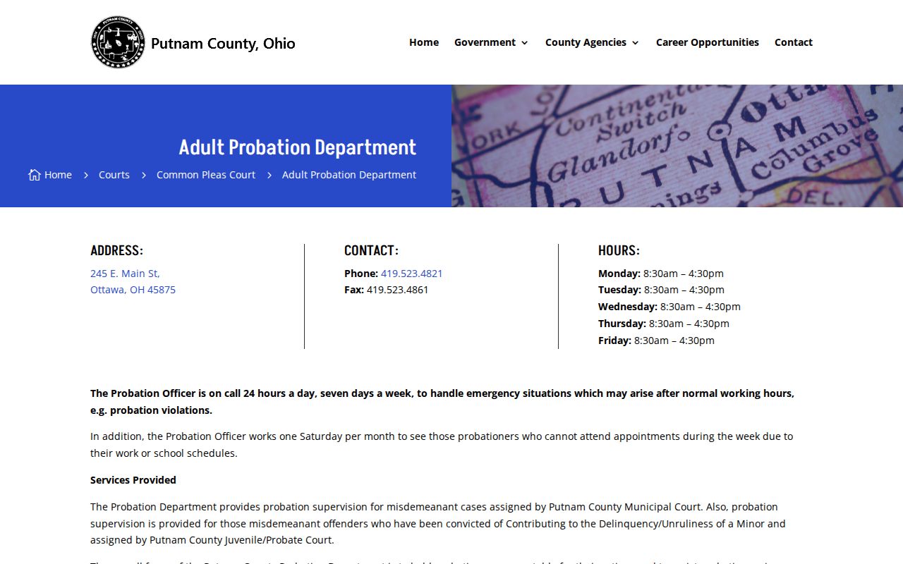 Putnam County traffic court records Adult Probation source page