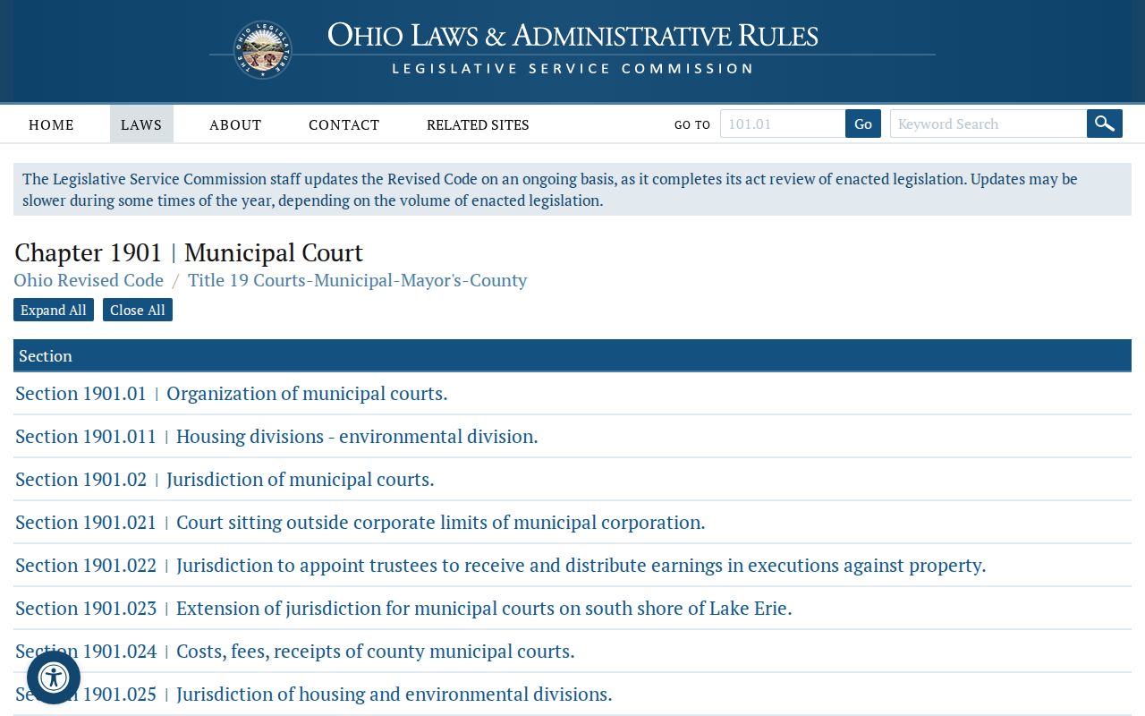 Putnam County traffic court records Ohio municipal court code source